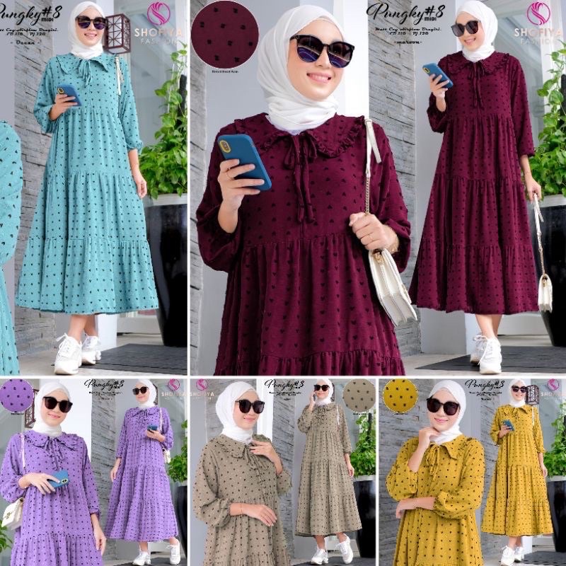 PUNGKY MIDI DRESS/MIDI DRESS CRINKLE/MIDI DOT DOTTY/HOME DRESS RUBIYAH