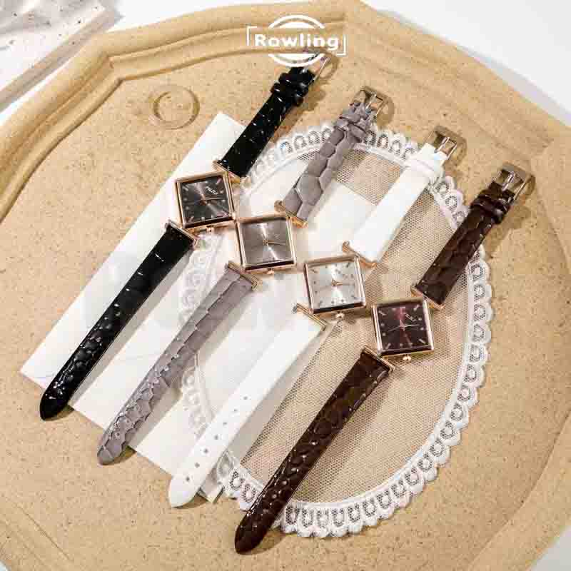 Rowling (Jam-03) Jam Tangan Wanita O.U.K.J Jam Tangan Wanita Quartz dengan Strap kulit Sintetis Import