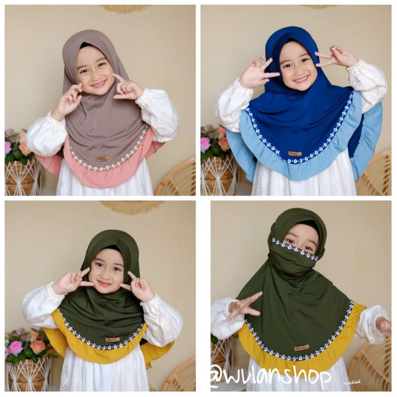 hijab anak 2 warna free masker