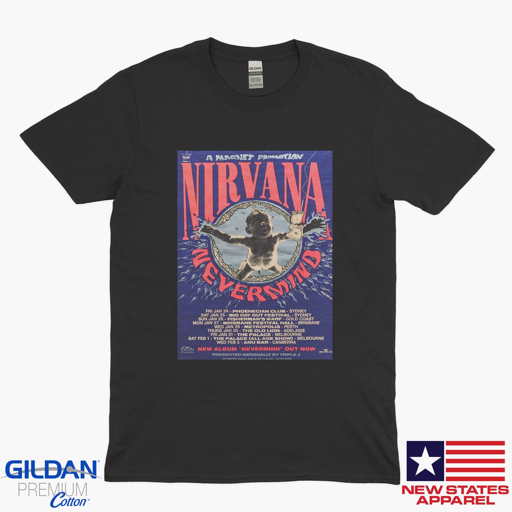 KAOS NIRVANA TOUR / KAOS NEVERMIND TOUR / BAJU BAND / KAOS BAND NIRVANA / KAOS CURT COBAIN
