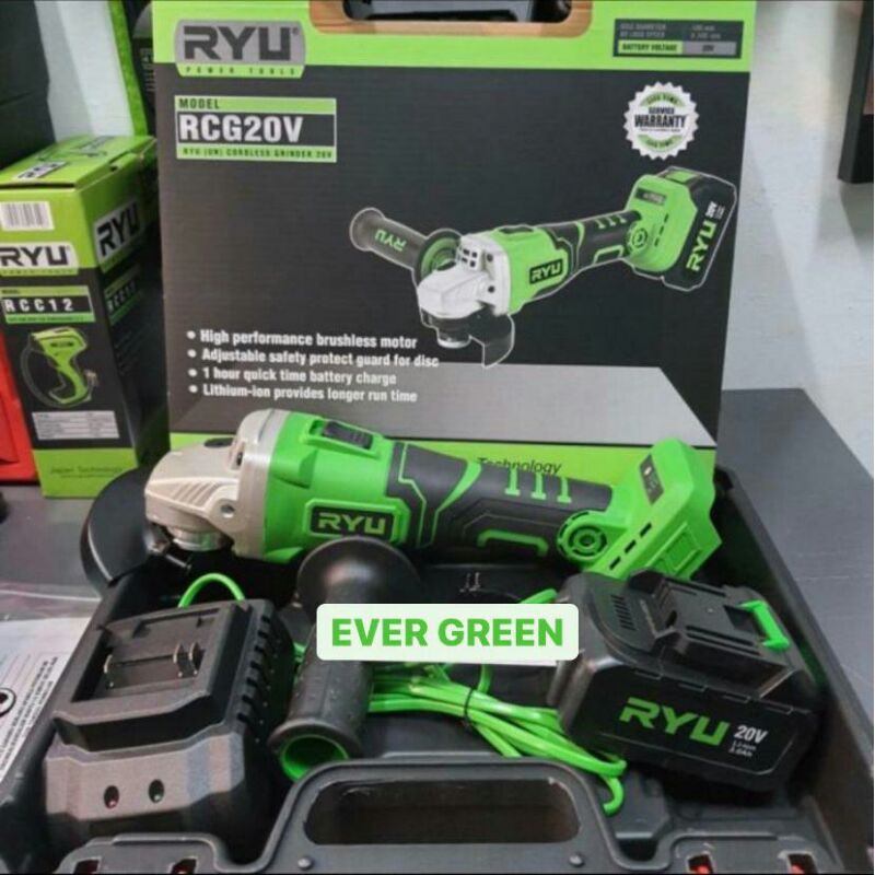 Mesin Gerinda Baterai RCG 20V RYU from Tekiro - Cordless Grinder - Gerinda Tangan Cas Baterai Charge