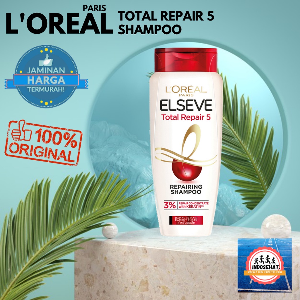 LOREAL Paris Total Repair 5 Shampoo - Shampo Perawatan Rambut Rusak Kering Bercabang 280 ml