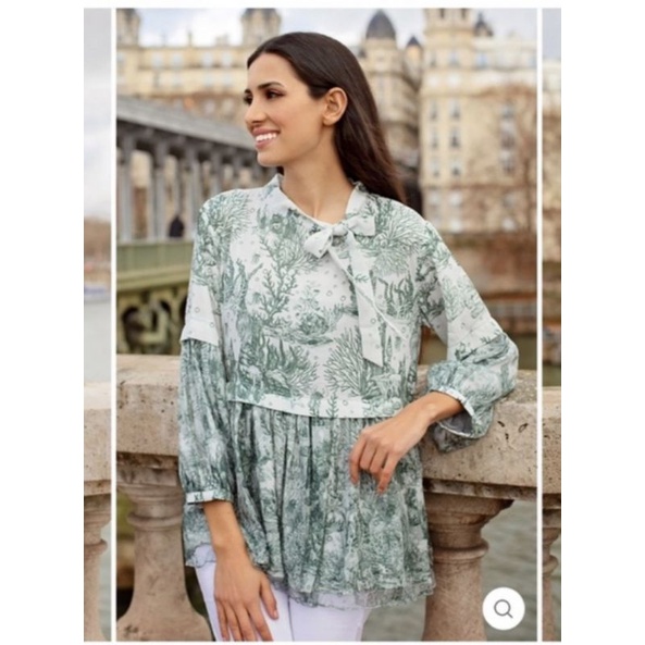 NEW Ready siap kirim EL MAR MINORCA BENANG JARUM x MMEHUILLET Blouse GREEN sz L