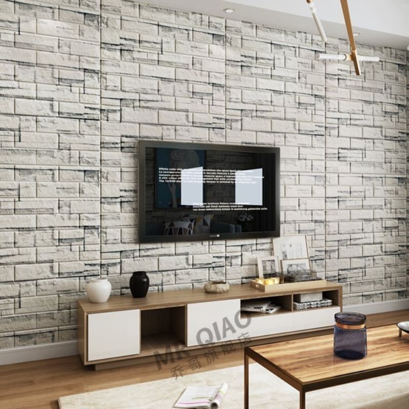 wallpaper foam premium permukaan timbul motif batu alam klasik