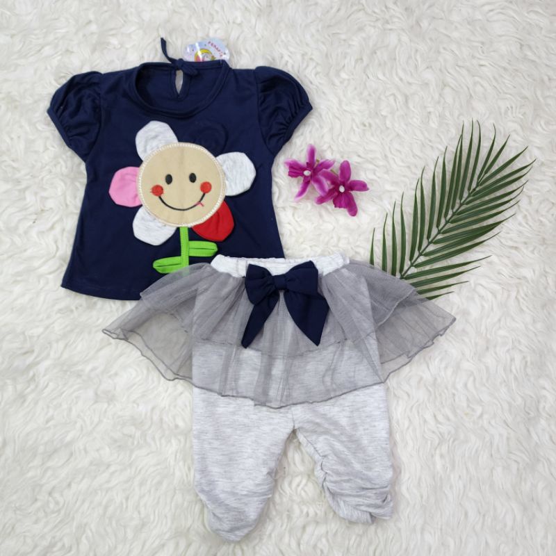 Baju bayi perempuan stelan celana tutu baby girl