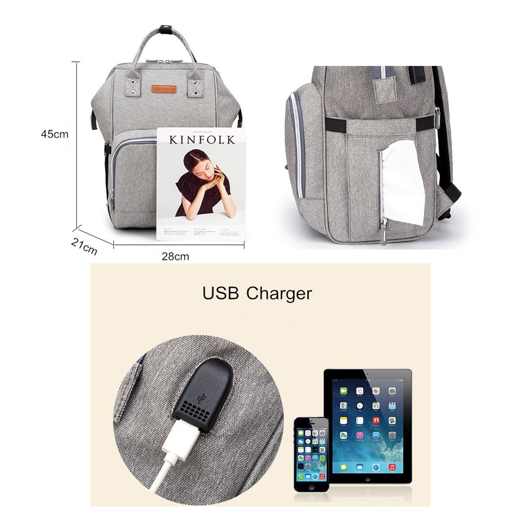 Diaper Bag USB LillaQ TSL002 Tas susu Waterproof Tas bayi backpack baby