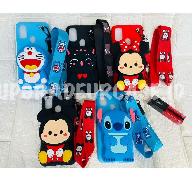 OPPO R9 A5 A7 A12 A33 A33W NEO 7 A39 A57 A59 F1S Soft Case Dompet + Tali Gantungan HP Karakter