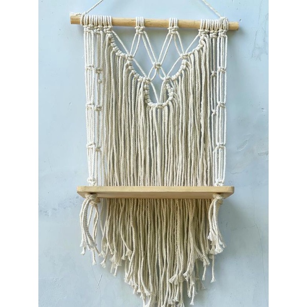 READY STOK) macrame rak kayu silang/ macrame ambalan/ Dekorasi rumah