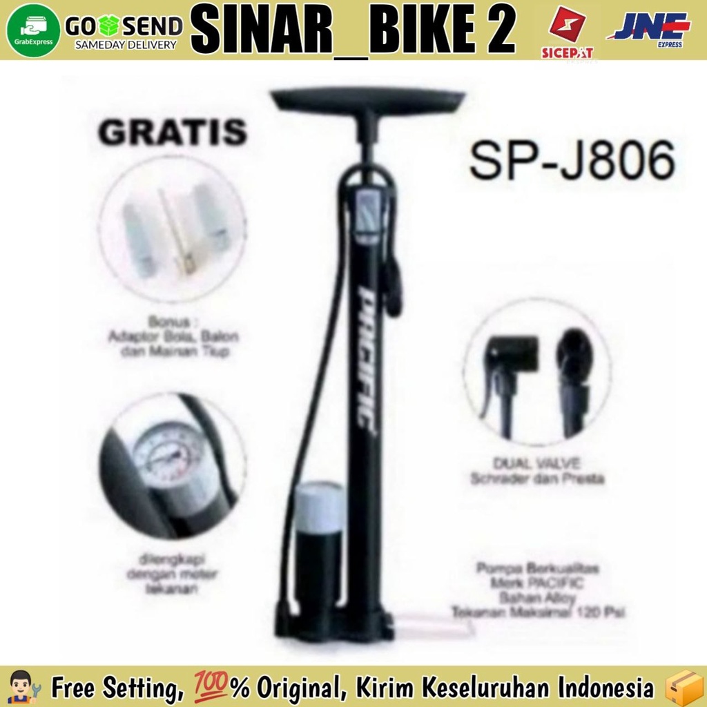 Pompa Ban Sepeda / Motor Lantai Floor Bicycle Pump Pacific - SP-J806