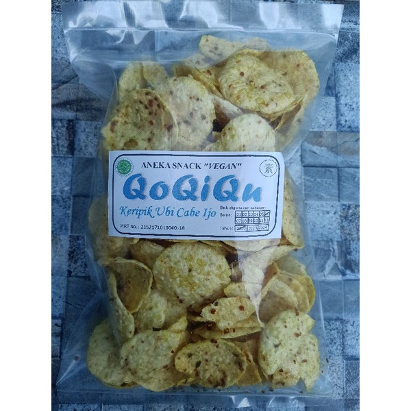 

KERIPIK UBI CABE IJO VEGAN/VEGETARIAN SNACK QOQIQU