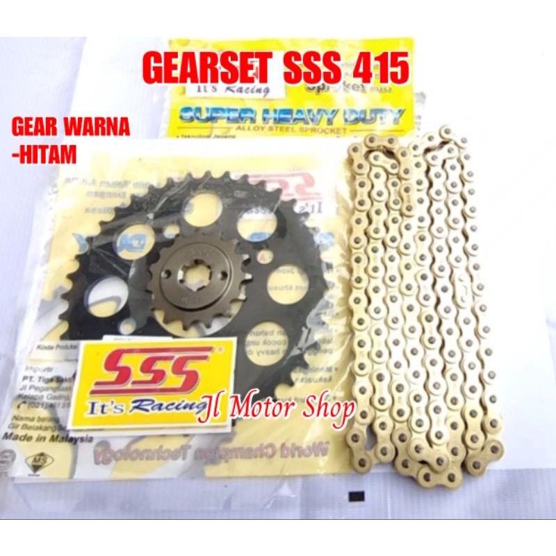 GIR GEAR SET GEARSET SSS 415 428 VIXION OLD VIXION NEW R15 OLD V1 V2 XABRE JUPITER MX KING BYSON MXKING 150 GEAR DEPAN BELAKANG PLUS RANTAI