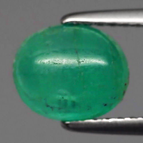 Certified Nice Color 1.31ct 8x6.5mm Oval Cabochon Natural Green EMERALD, Colombia EM095