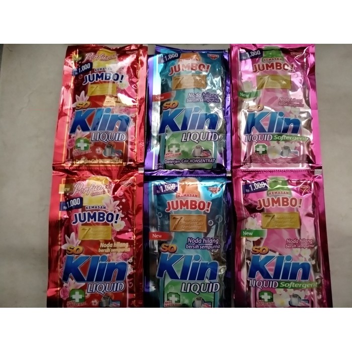 Sabun cuci ba   ju Soklin Liquid Jumbo Renceng isi 6 pcs
