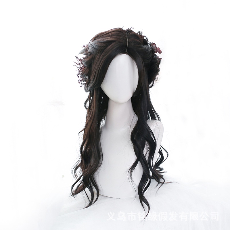 WDA-28 wig daily jepang korea kpop hitam panjang belah tengah rambut palsu