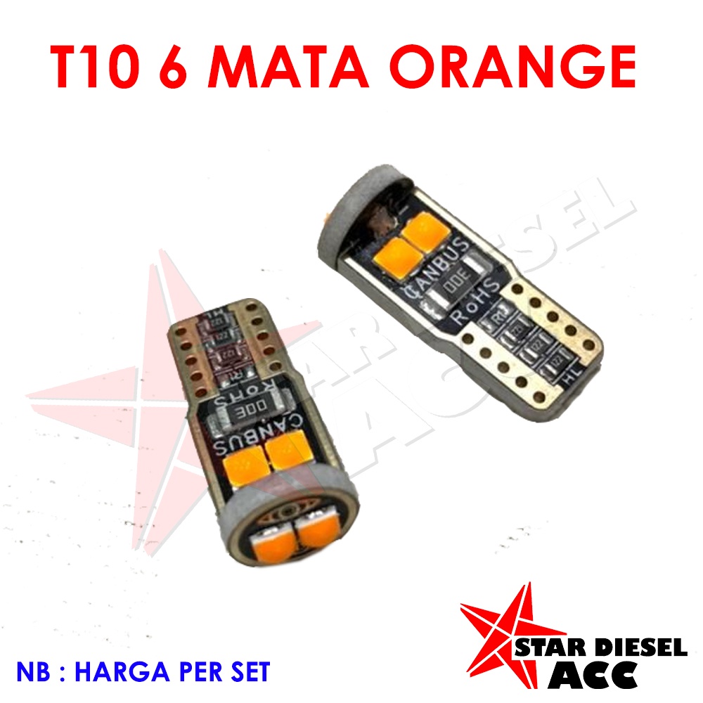 LAMPU LED SUPER TERANG LAMPU KOTA  LED SUPER TERANG LAMPU LED AMBER 2835 SMD T10 ORANGE KUALITAS TER