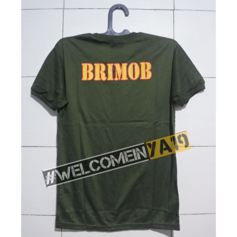 Kaos Lengan Pendek Brimob Hijau / Kaos Oblong Brimob Hijau Logo