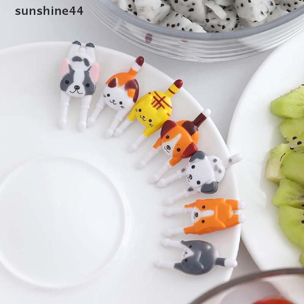 Sunshine 7Pcs / set Garpu Buah / Snack Mini Bentuk Kartun Hewan Lucu Untuk Anak