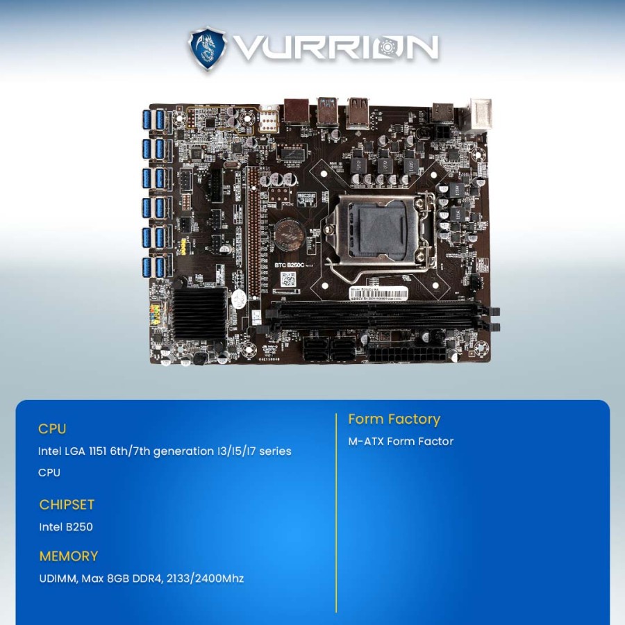 MAINBOARD MOTHERBOARD VURRION Mobo MinerPro B250 U3