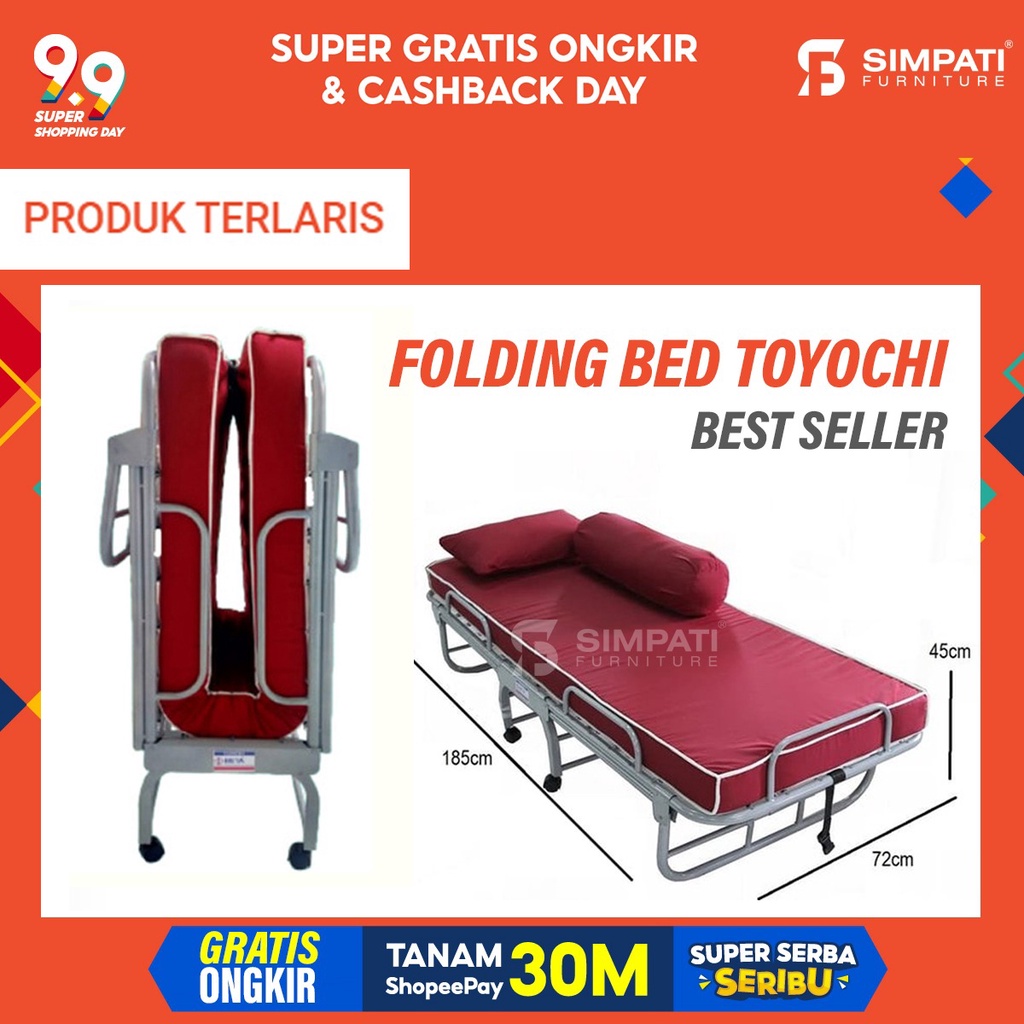 Ranjang Lipat Folding Bed Extra Bed Toyochi Uk 72 cm x 185 cm x 40 cm