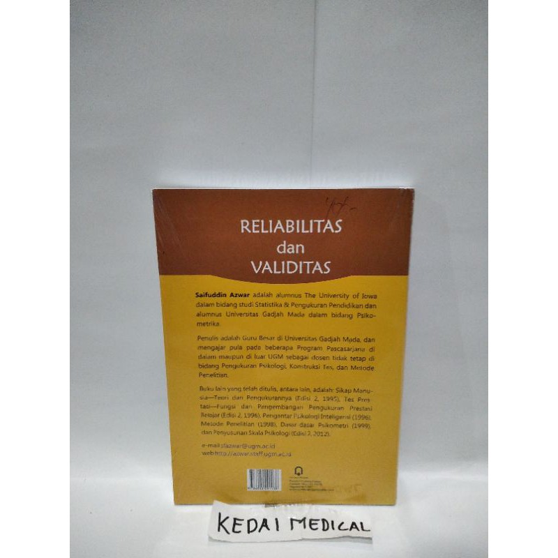 BUKU RELIABILITAS DAN VALIDITAS EDISI 4 SAIFUDDIN AZWAR ORIGINAL