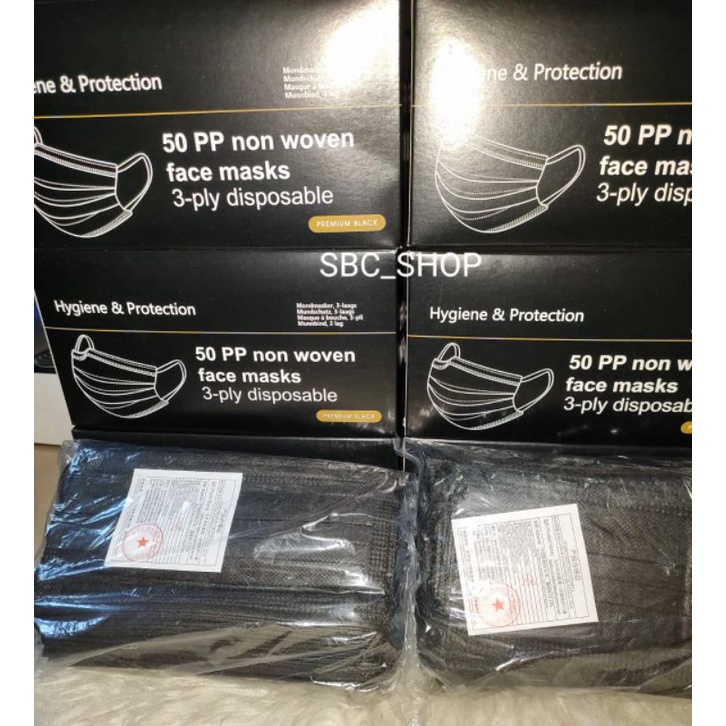 MASKER HITAM CANTOL KOREA 3PLY EARLOOP DISPOSABEL BLACK ISI 50PCS