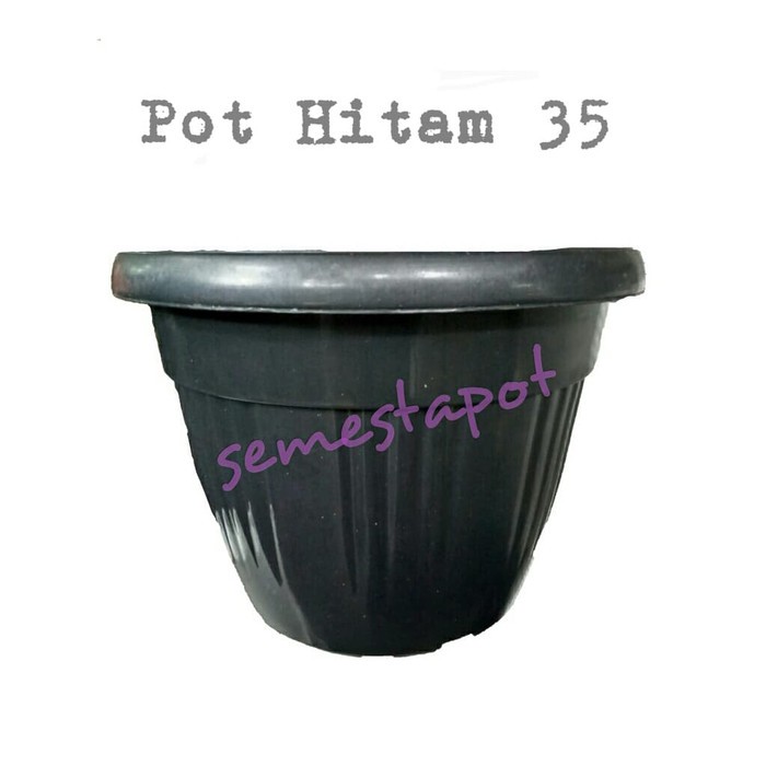 Pot Bunga Tanaman Hitam Grace 35 cm