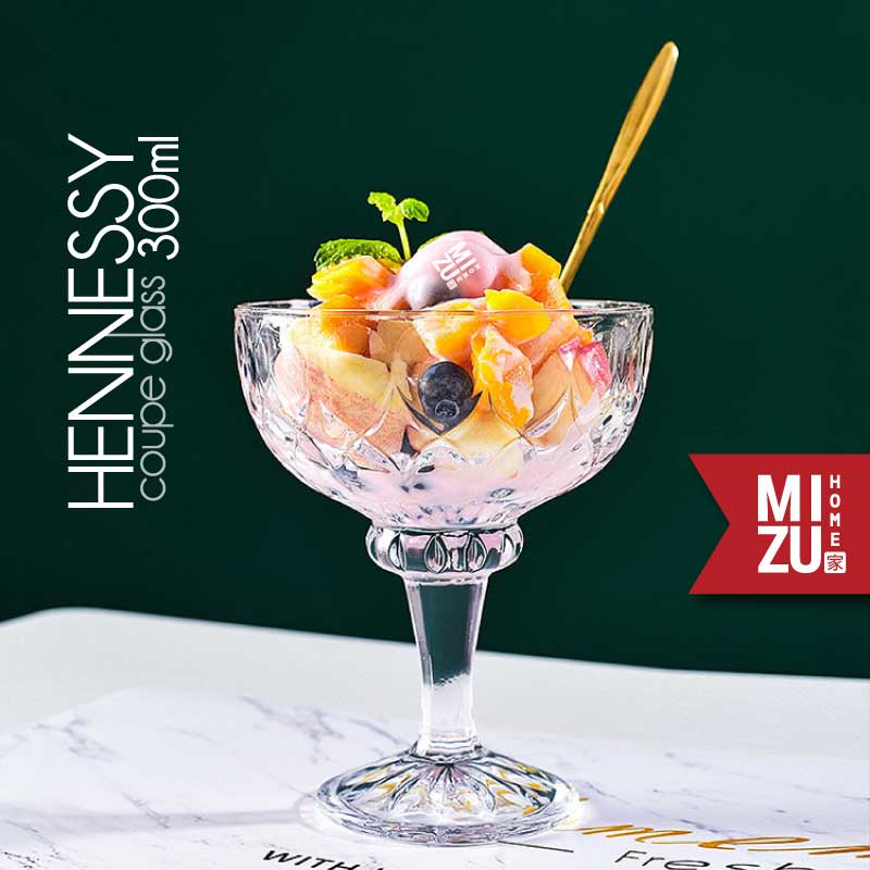 MIZU HENNESSY Coupe Glass Mocktail Cocktail Glass Dessert Pudding Glass Gelas Minum Mocktail Cocktai