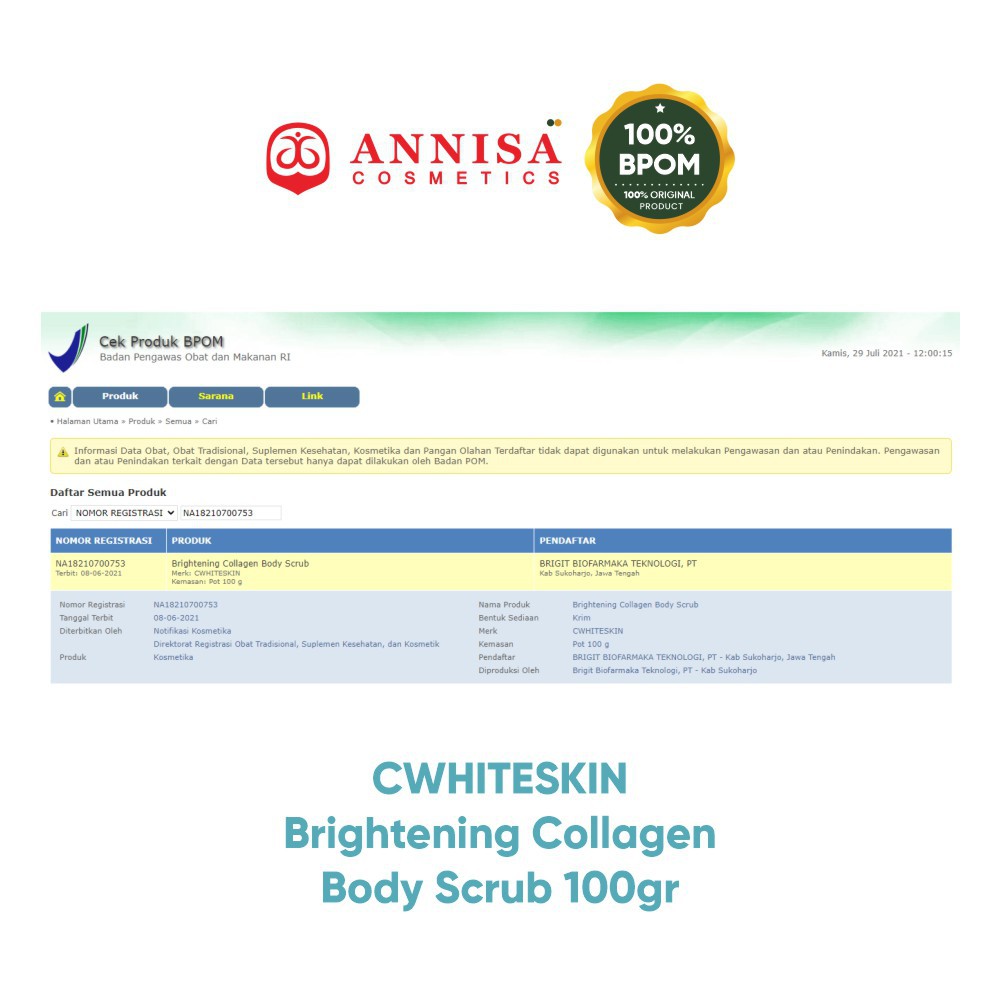 CWHITESKIN Brightening Collagen Body Scrub 100gr