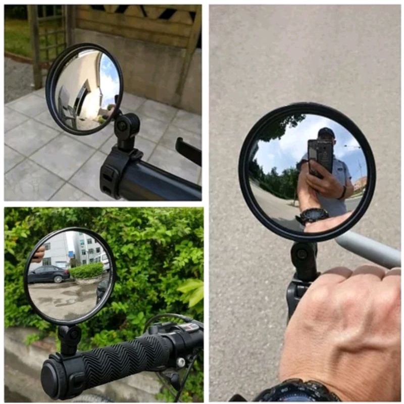 ( HF00954 ) Kaca Spion Sepeda Adjustable 360 Derajat Mirror Bulat Handle Hand Grip Stang Handlebar Mini Bicycle MTB Seli lipat folding bike minion federal touring