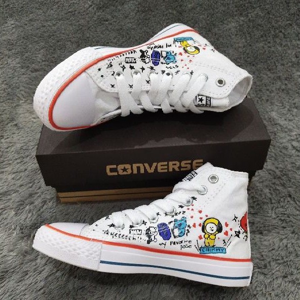 READY 24~36/ USIA 1 SAMPAI 10 TAHUN SEPATU ANAK PEREMPUAN BTS BT21 PUTIH