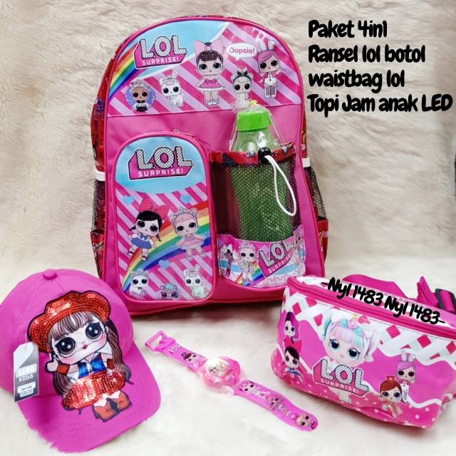 Tas ransel anak lol gratis topi led jam led waisbag