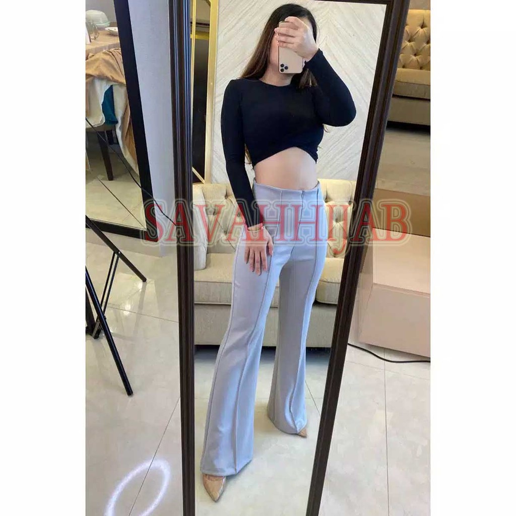 PALAZZO HW ZIPEER LIST DEPAN/PANTS LIST/TERBARU /TERJANGKAU