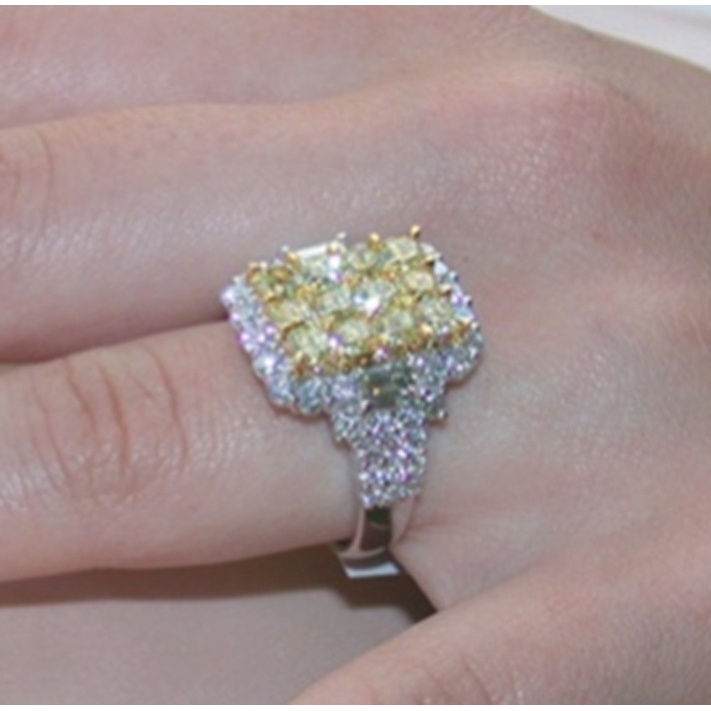 Cincin Zircon Warna Kuning Gaya Eropa Dan Amerika Untuk Wanita