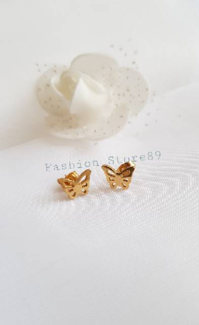 Anting Tusuk import titanium gold white Antikarat anting simple Titanium antikarat