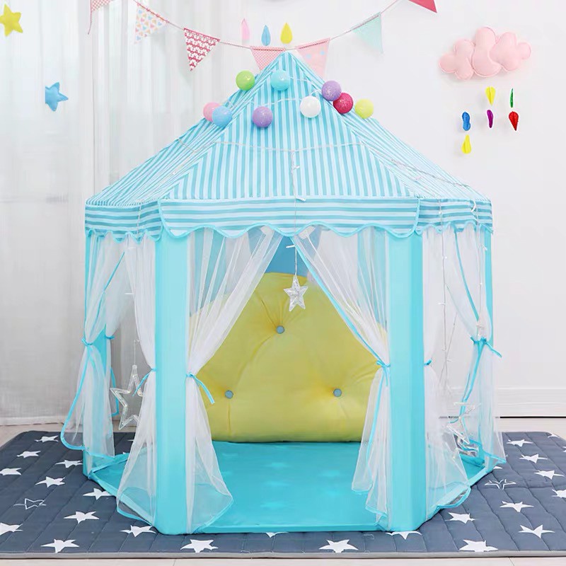 Tenda Mainan Anak Indoor Outdoor Portable LX 018-24 / Tenda Anak Princess Model Rumah Biru Dan Pink