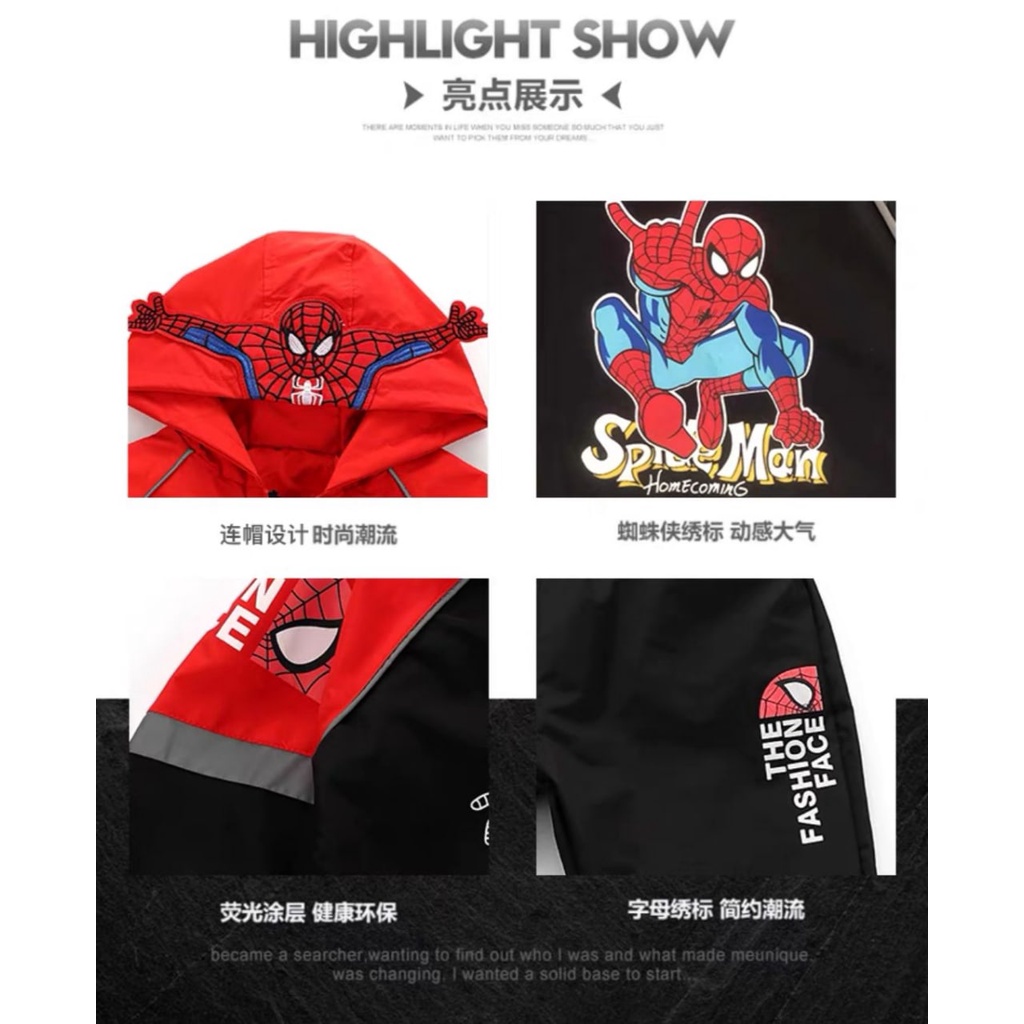 Promo !! Setelan anak import keren / setelan the fashion face spiderman ukuran 3-8tahun