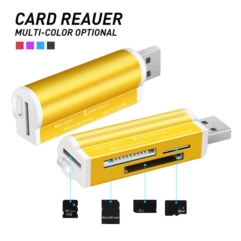 4 in 1 Adapter Card Reader Mini Portable USB TF / MS / M2 Untuk Komputer