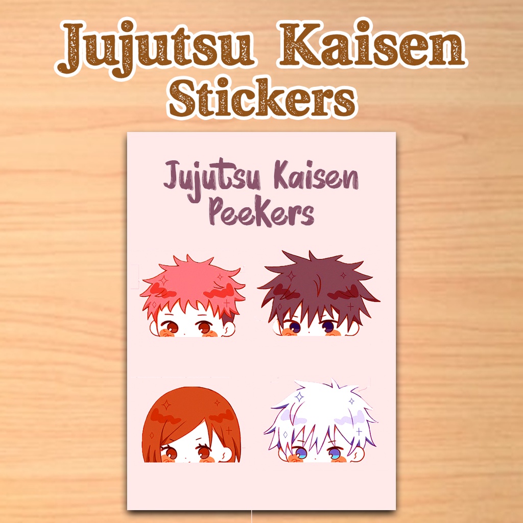 

4pcs Jujutsu Kaisen Sticker Peeker Sheet Stiker Peekers Ngintip Laptop Kaca Mobil Motor Waterproof Anti Air JJK Chibi Stickers Anime Itadori Yuji Nobara Megumi Gojo