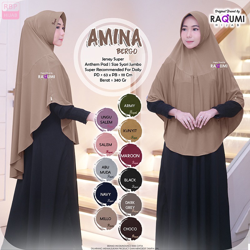 Jilbab Syar'i Instan Amina Bergo Raqumi Hijab
