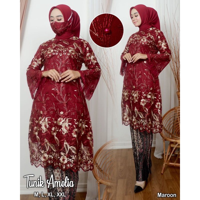 stelan Kebaya brokat tulle Amelia//stelan kebaya modern//stelan kebaya brokat//stelan baju kebaya