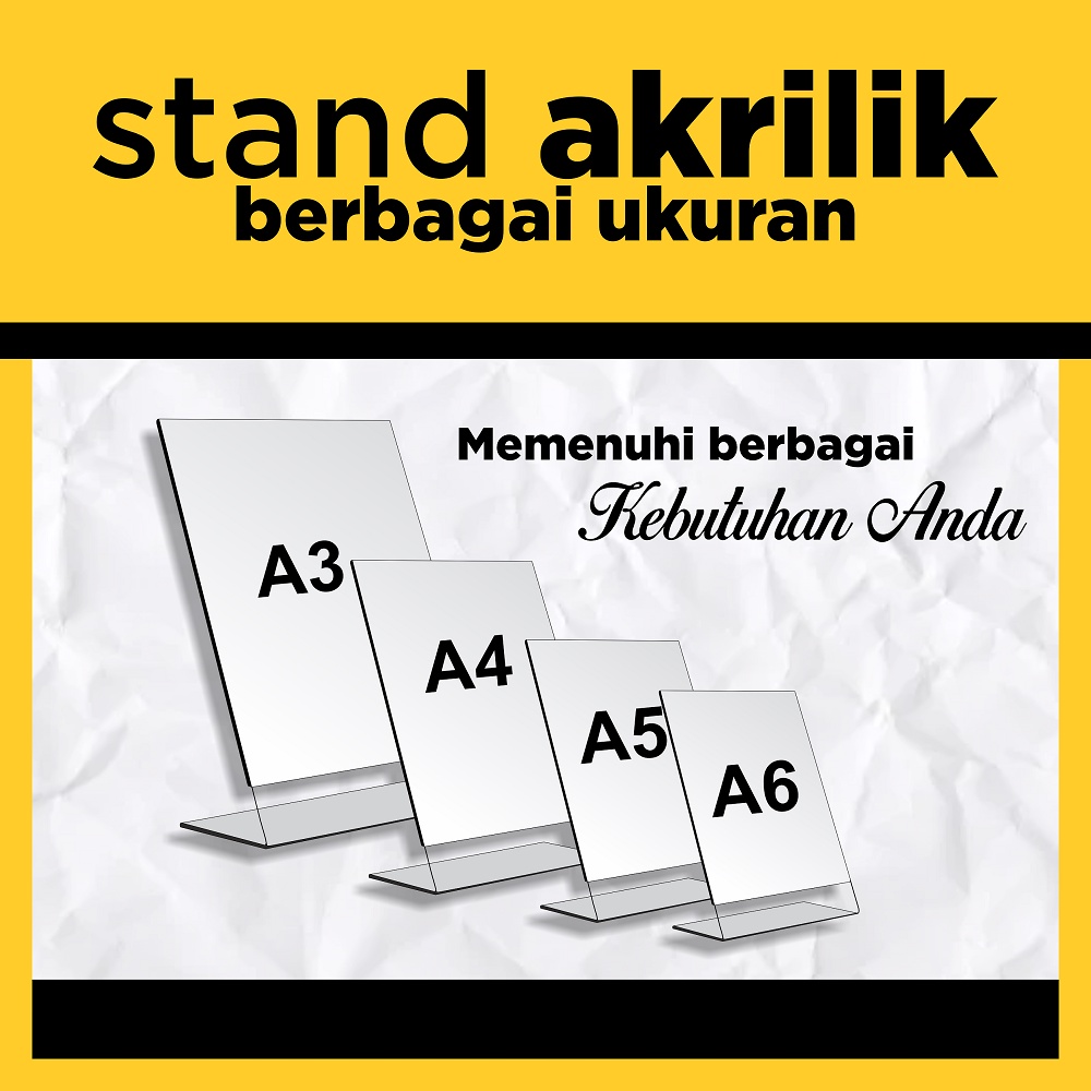 

STAND AKRILIK, PAPAN IKLAN AKRILIK, NOMOR MEJA, STAND QR CODE, ETC.