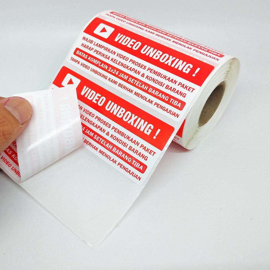 

Trend - Sticker Label Wajib Video Unboxing Stiker Pengiriman Paket OlShop 8,5 x 3,5 cm 1 roll isi 500 pcs .,