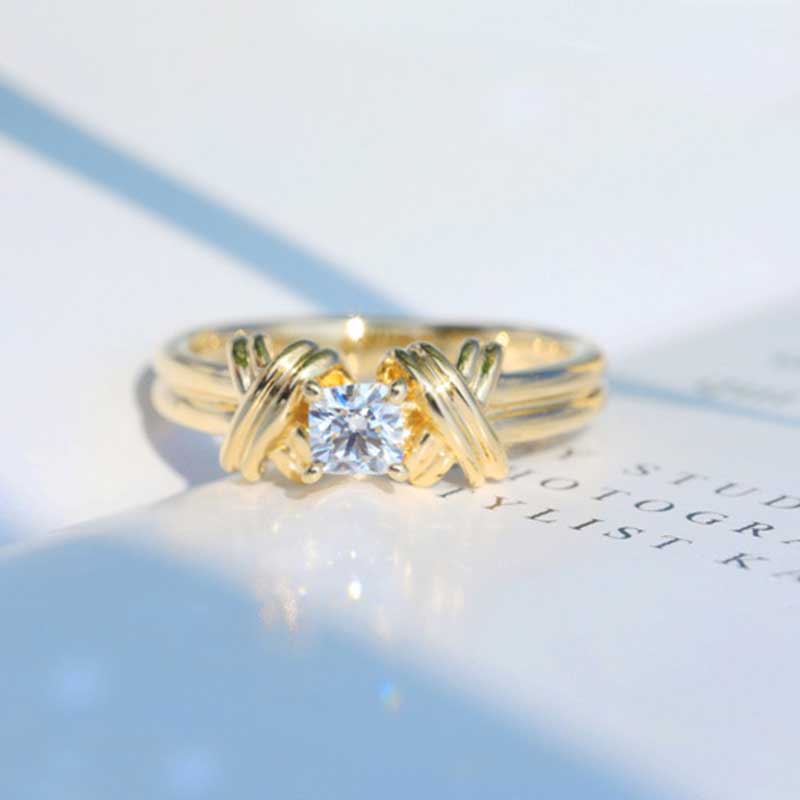 Berlian Kristal Cincin Titanium Wanita Korea Emas Aksesoris Perhiasan Fashion Gold Diamond Ring