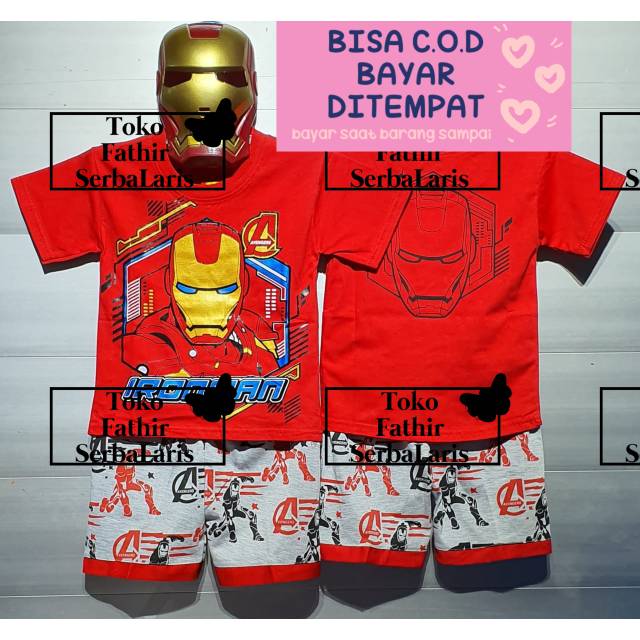 SETELAN BAJU  ANAK IRON MAN  KAOS  HARIAN ANAK LUCU TERBARUo 