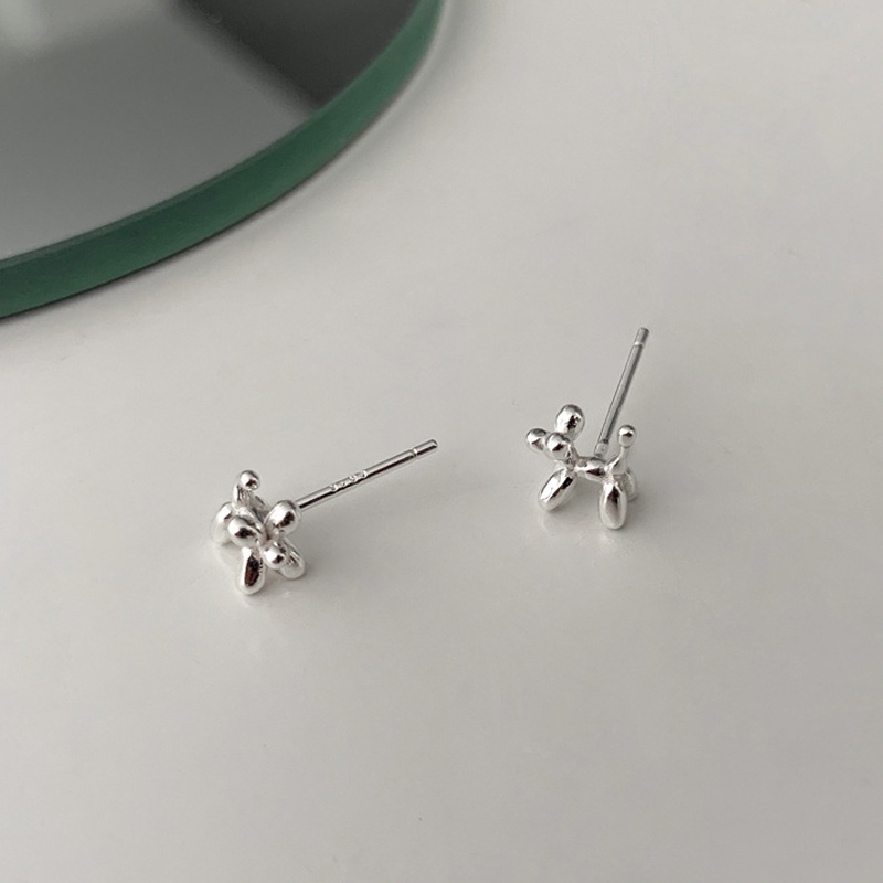 Anting Tusuk Motif Anjing Ala Korea Bahan Alloy Warna Silver Untuk Wanita