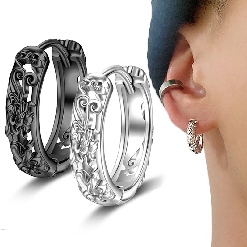 1 Pasang Anting Stud Desain Geometri Gaya Punk Untuk Pria Dan Wanita