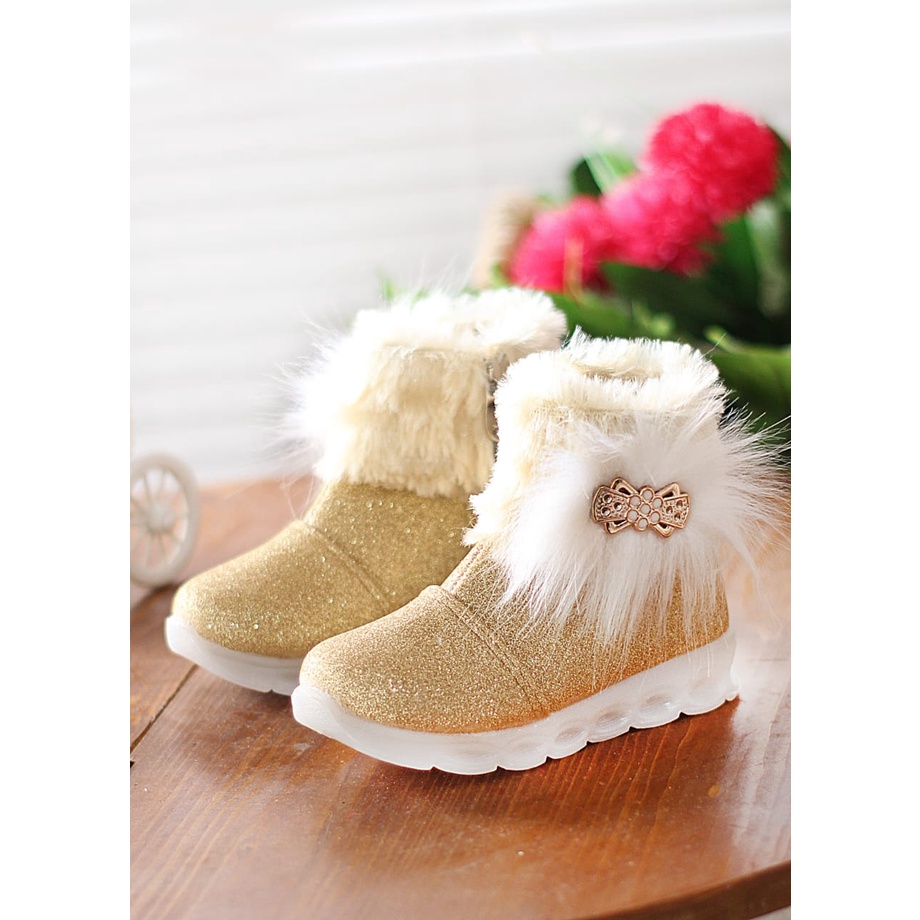 sepatu boot bulu anak perempuan - azqia shoes