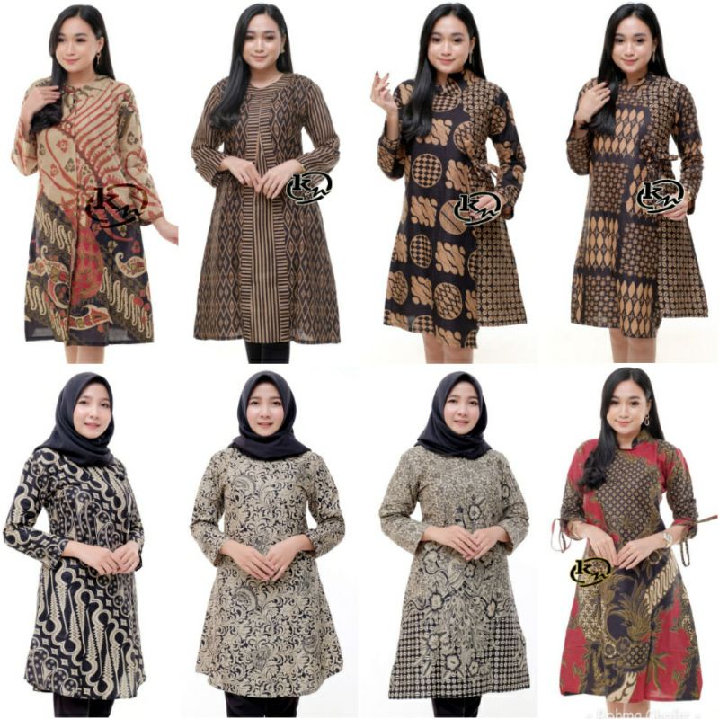 COD JUMBO M L XL XXL TUNIK BATIK WANITA MODERN Terlaris SERUT GENES JELITA TUNIC NAVBOR YELBOR