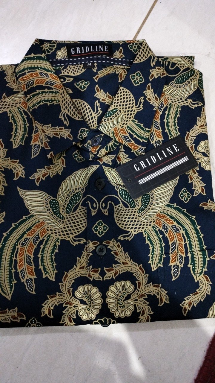 [gridline - S127] Kemeja Batik Slimfit Pria Katun Lengan Pendek Match Modern Keren Adem Nyaman