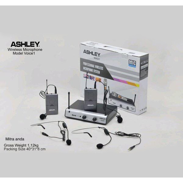 Mic Wireless Ashley Voice 1 Headset 2 Mic Clip On